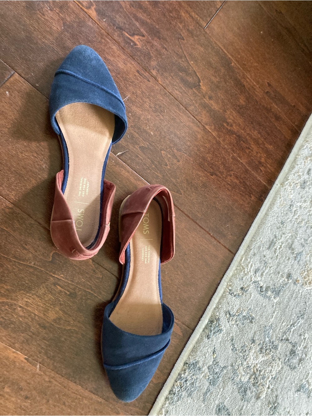 Toms Two-Tone D'Orsay Flats - Navy and Brown leather - Picture 4 of 5